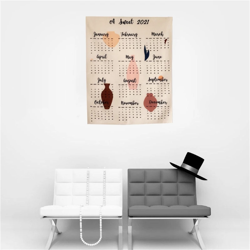 

2021 Cartoon Calendar Calendar Hanging Cloth Girls Bedroom Bedside Decoration F3MB