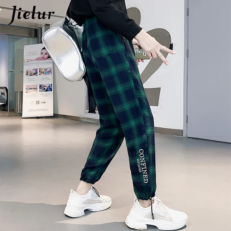 Jielur спортивные штаны женские клетчатые брюки женский корейский стиль Harajuku Boyfriends