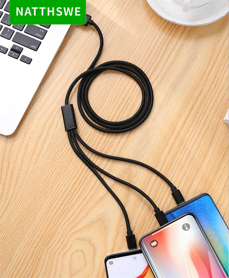 NATTHSWE 3 в 1 кабель для передачи данных Micro usb type-C кабель для быстрой зарядки для iPhone X 8 7 6 iPad samsung Android Phone
