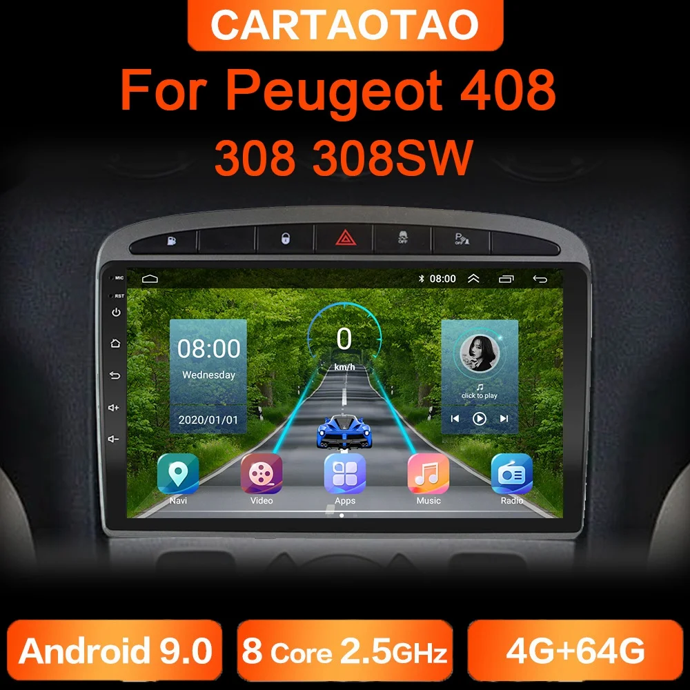 Автомобильный мультимедийный плеер 4 Гб + 64 ГБ памяти Android 9 0 GPS RDS DSP для Peugeot 408 308SW