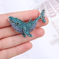 blue rhinestone dolphin brooch marine animal brooch fashion ladies children clothes bag jewelry accessories