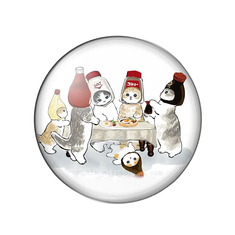 Модная Милая забавная Картина Кот рыбы 10 шт. 12 мм/14 мм/18 мм2 0 мм/25 мм круглая