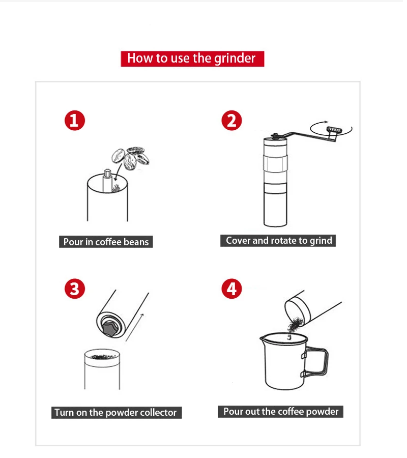 

Mini Manual Ceramic Coffee Grinder Stainless Steel Adjustable Coffee Mill with Storage Rubber Loop Easy Cleaning