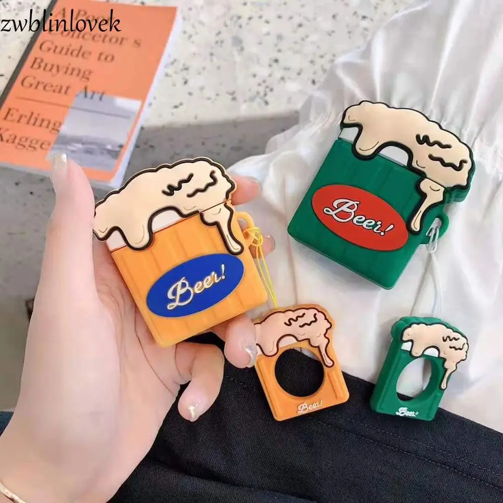 3d-брелок для ключей с изображением пивного стекла силиконовый чехол Airpods