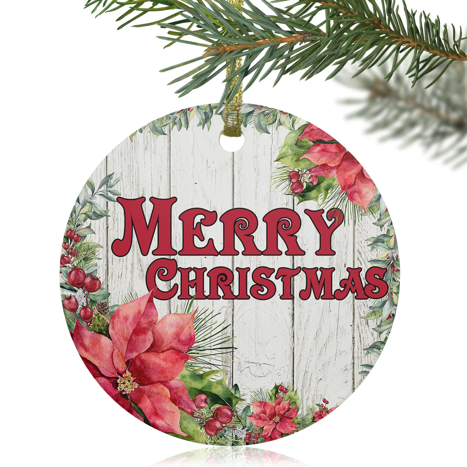 

Керамическая подвеска, рождественские украшения в виде цветов из древесины в стиле ретро, рождественские подвесные украшения, подарки для ...