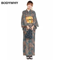 new japanese womens kimono high quality thick bronzing printed kimono dress traditional japanese