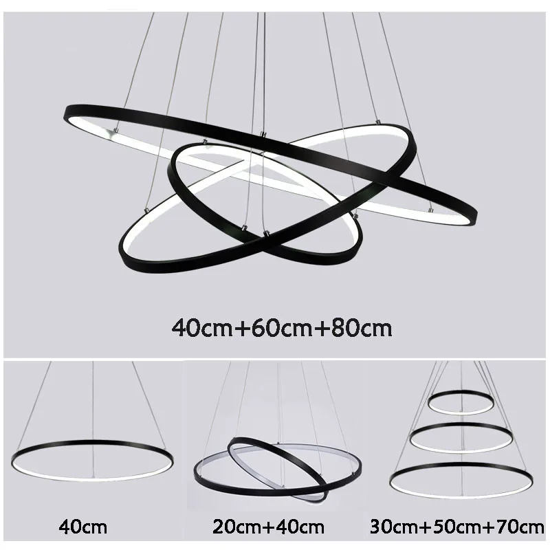 

Circle Rings Led Ceiling Light For Home Modern Led Chandelier Ceiling Lamp For Dining room Living room Black White Gold Finished