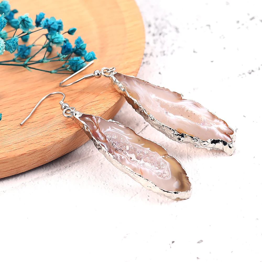 Женские серьги-подвески с натуральным сердоликом винтажные золотой окантовкой