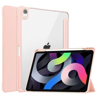 tpu bumper case for ipad pro 12 9 2021 11 2020 with pencil holder pu leather smart case for ipad air 4 2020 clear back cover