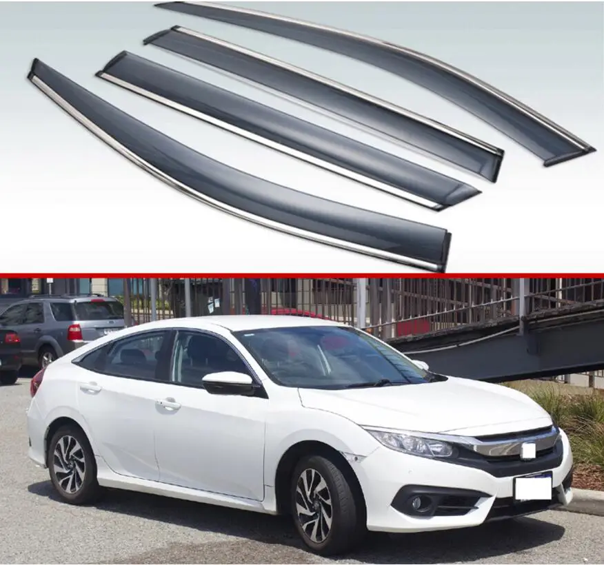 

Для Honda Civic 10 2016 2017 2018 2019 пластиковый Наружный козырек вентиляционные оттенки Защита от солнца дождя
