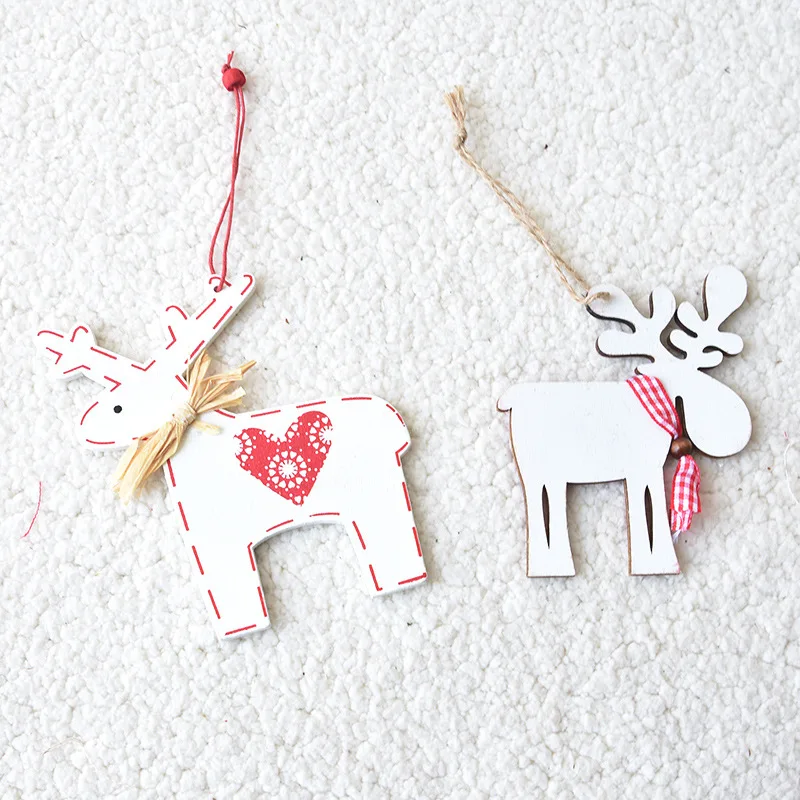 Wood Painted Elk Car Pendant Christmas Decoration Auto Hanging Ornaments Rearview Mirror Wooden Interior Accessories | Автомобили и