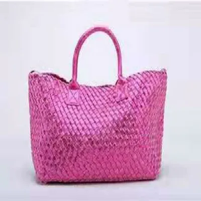 Pink OLOEY Новая женская модная змеиная рельефная электро-оптическая цветная сумка ручной работы для покупок Большая вместительная сумка тканая сумка на плечо - Цвет: Pink