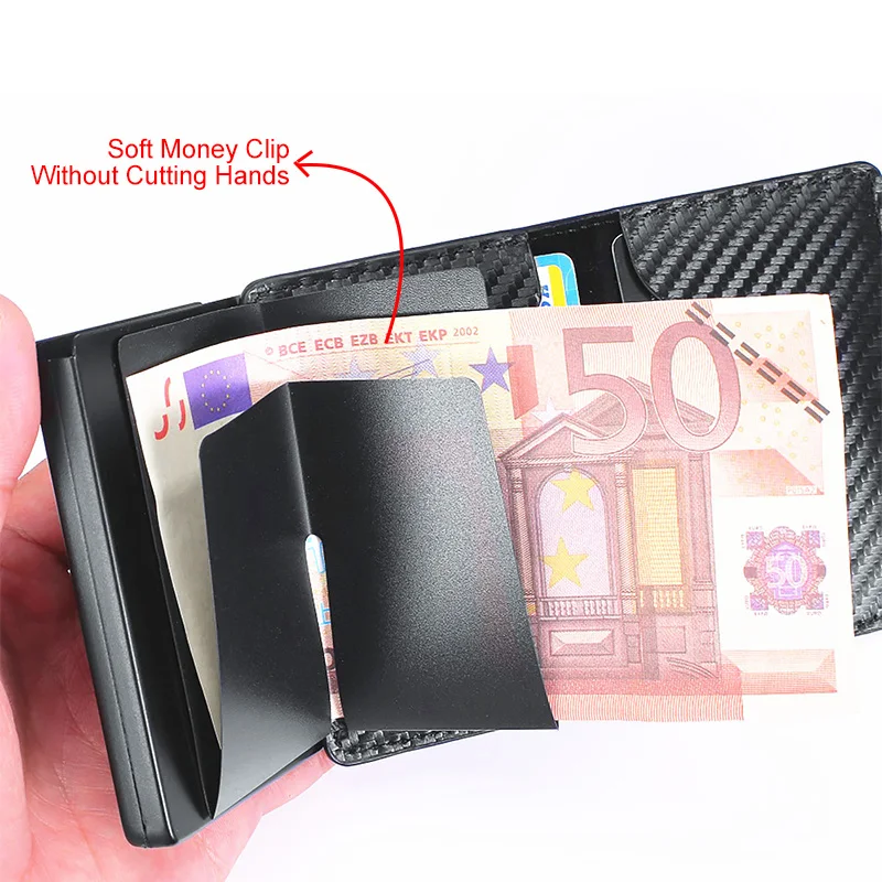 Carbon Fiber Aluminum Metal Credit Card Holder Business Mini Wallet 2020 Man Women Cardholder Rfid Billeteras | Багаж и сумки