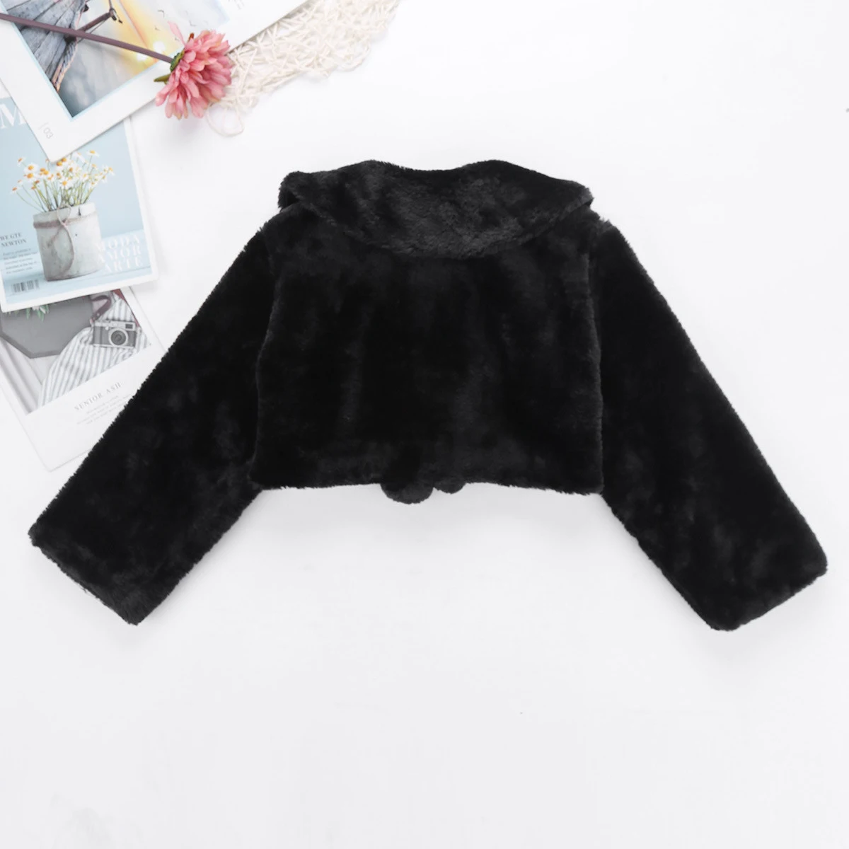 Пальто с искусственным мехом для девочек зимняя теплая куртка длинным рукавом