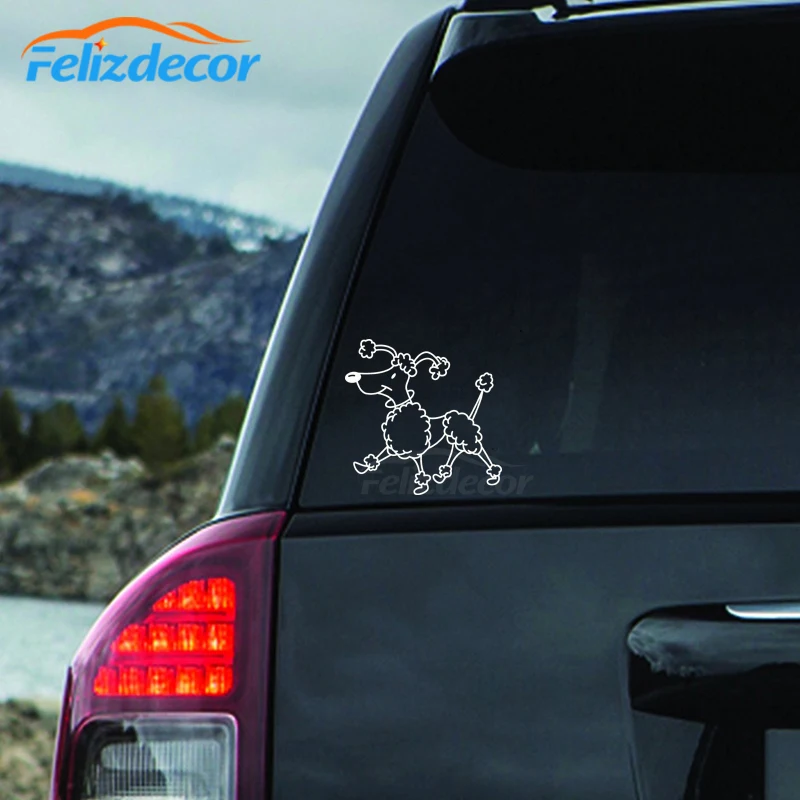 Пудель Собака прогулки виниловые наклейки для автомобиля Наклейка Высокое