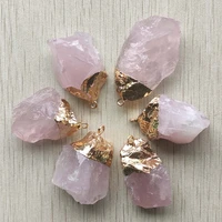 fashion good quality natural quartz stone pink irregular shape pendants for jewelry making 6pcslot wholesale free shipping