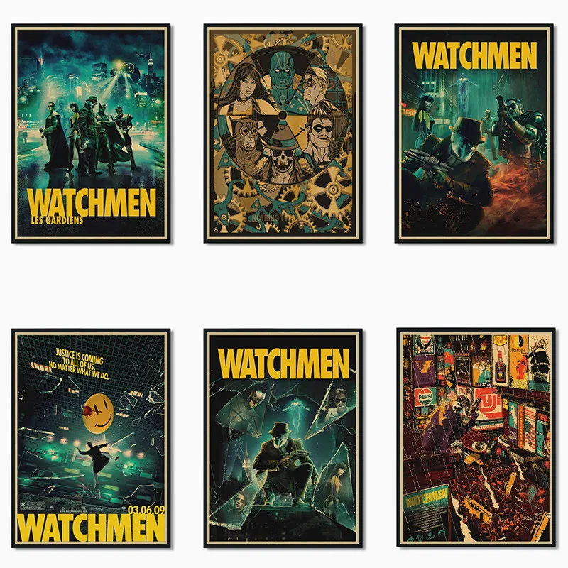 

Superhero Movie Series Watchmen Classic Movie Kraft Paper Poster Cafe Creative wallpaper Interior Decoration