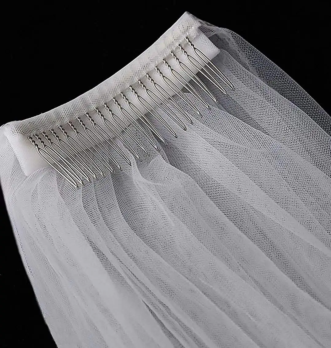 Цвет слоновой кости Женская Длинная Вуаль блестки кружева (300 см) Соборная Фата