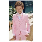 2020 красивые розовые визуальные костюмы для мальчиков с пиковым отворотом облегающие Детские Свадебные смокинги Детский костюм