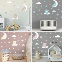cute moon stars bear wall stickers for kids baby room home nursery art decorative sticker children bedroom decals murals