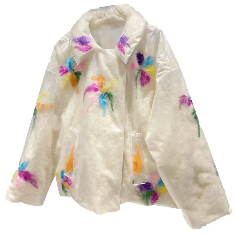 

2020 Winter Jacket Women Soft Plastic Colorful Feather Cotton Clothing Padded Coat Loose Thick Warm Coats Outwear Streetwear