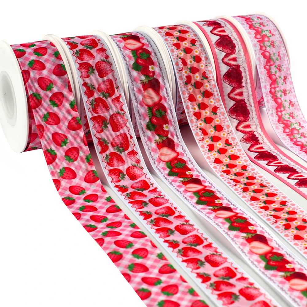 Тесьма с принтом вишни корсажная лента клубничным цветком 5 ярдов для рукоделия