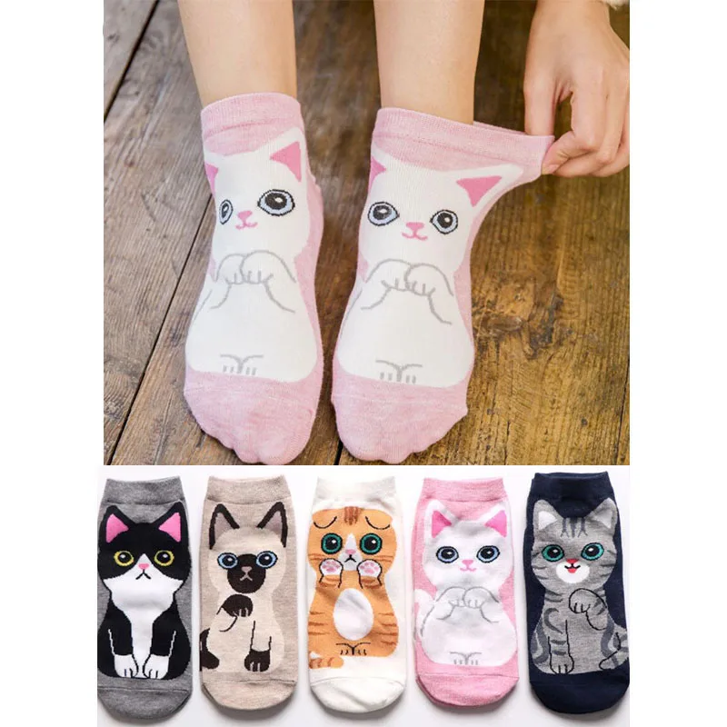 MYORED women socks 5 pairs colorful cartoon socks slippers woman sexy summer socks funny christams gift sockken  calcetines