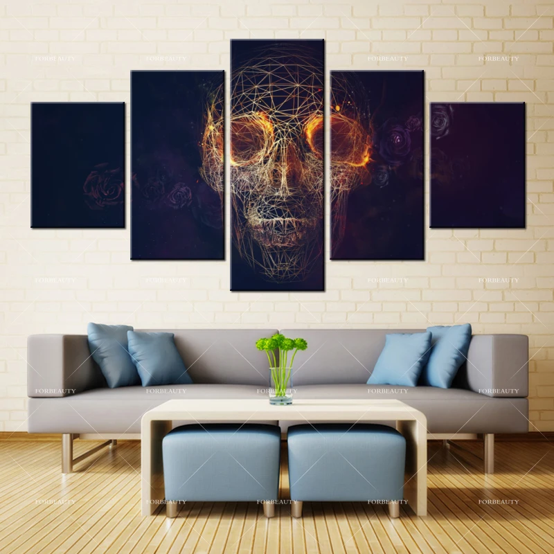 Геометрическая Печать skull_lines_roses_печать на холсте водостойкие чернила домашний
