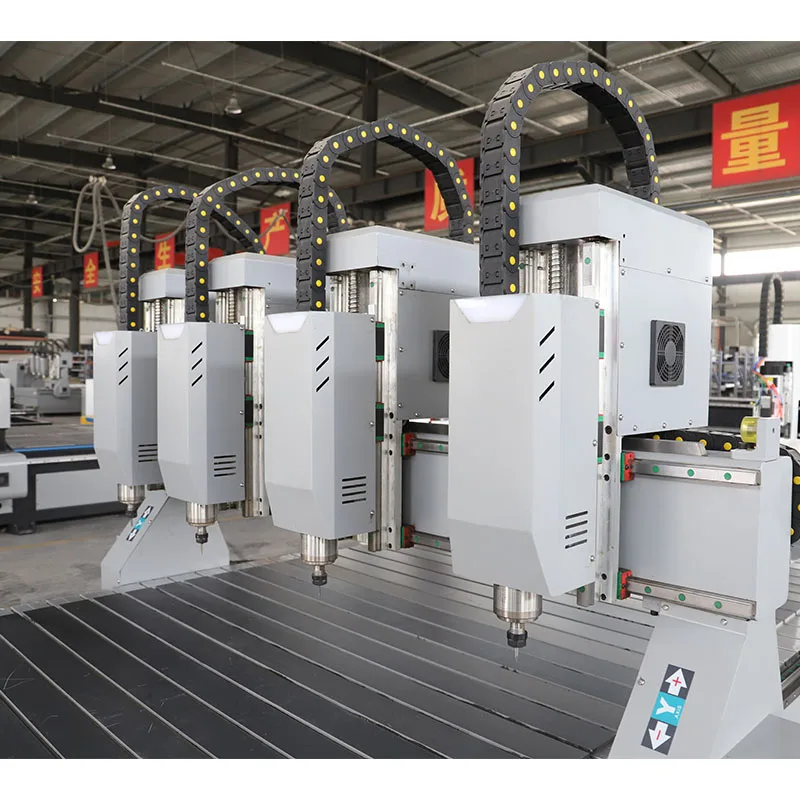 Многоголовый 3 осевой фрезерный станок с ЧПУ для резьбы по дереву алюминиевый