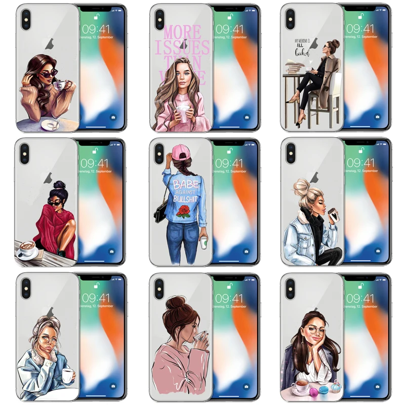 Модные напиток любовь сначала кофе девушка чехол для iPhone XR 11 12Pro мини MAX 8 7 6S Plus SE