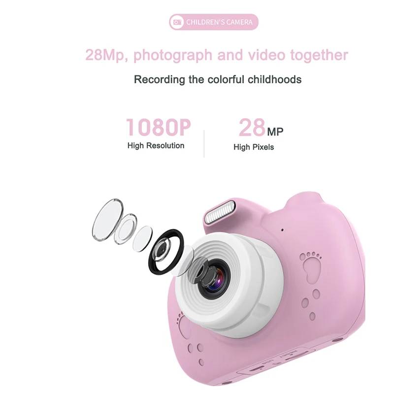 

Children Camera 3-Inch HD Display Screen Front and Rear Dual-Press Screen 32GB Capacity Expansion Camera with Wifi Flash Light