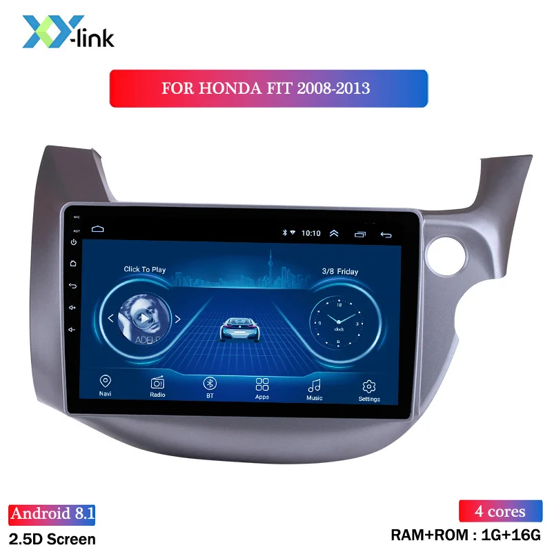 4 CORES 1G RAM Android 8,1 автомобильный dvd gps мультимедийный плеер 10 дюймов для Honda FIT 2008-2013 RHD автомобильный dvd Навигатор Радио Видео Аудио плеер - Цвет: 4 CORES 1G RAM