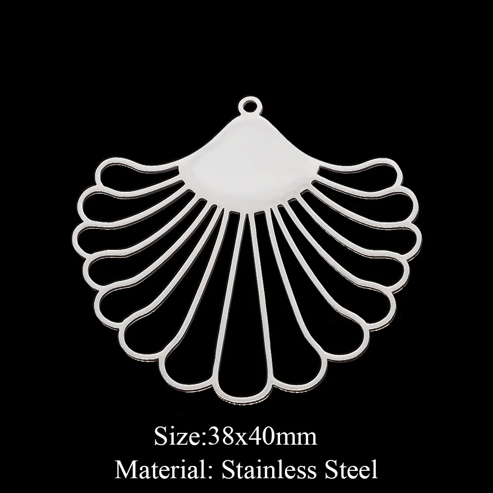 5pcs/lot 100% Stainless Steel 40mm Fan-shaped DIY Earring Pendant Charm Wholesale Custom Charms Finding Supplies Factory Prices |