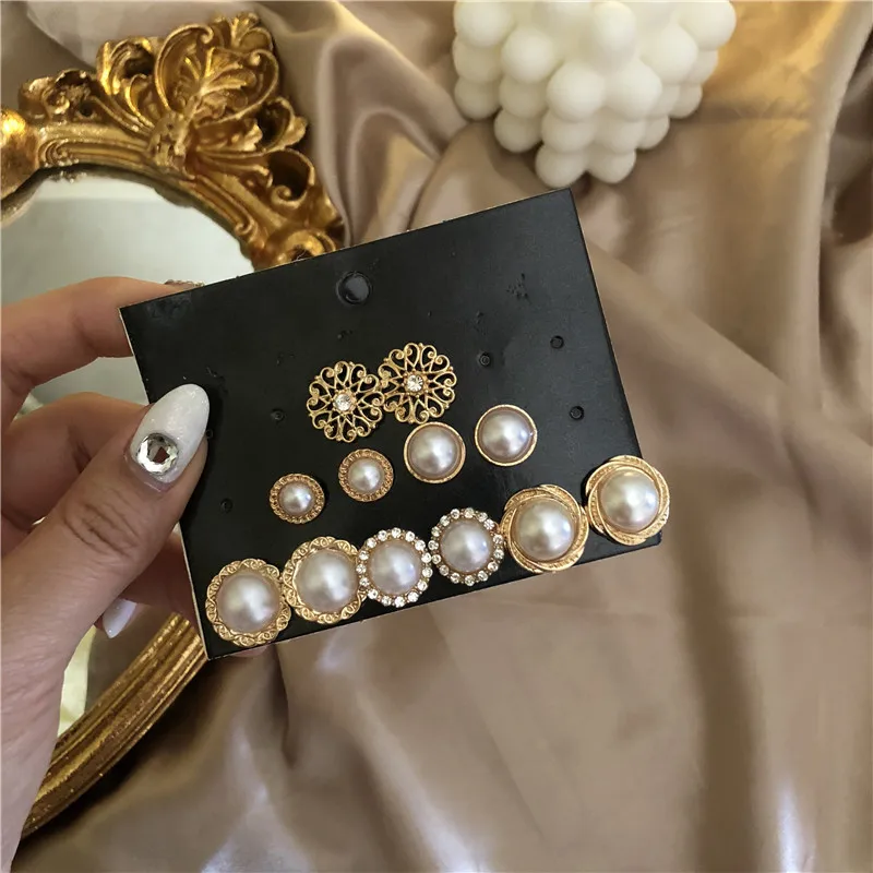 Высококачественный комплект жемчужных серег в стиле ретро 6 пар жемчужные