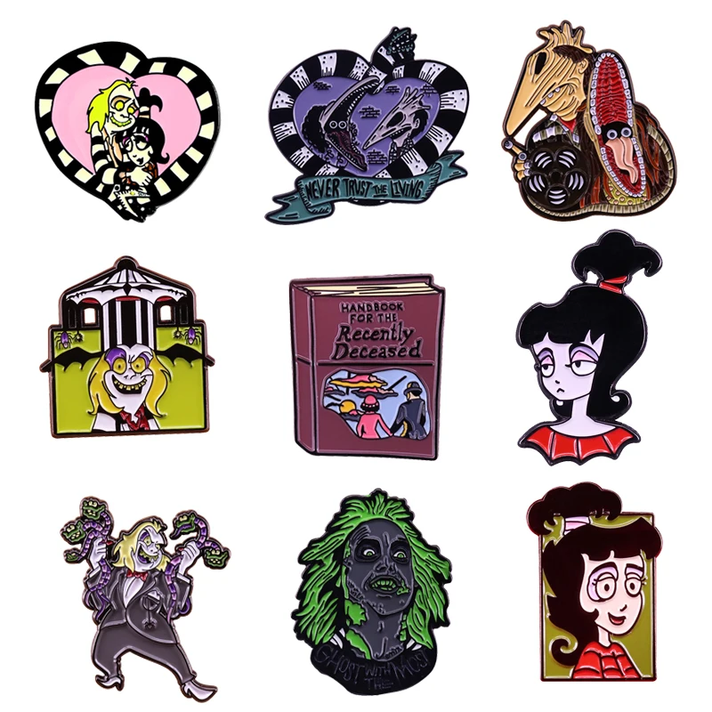 Эмалированная брошь в виде жука от Beetlejuice Чиби Лидия булавки значки для лацканов