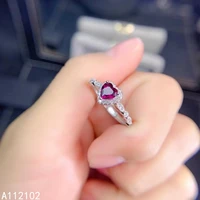 kjjeaxcmy fine jewelry s925 sterling silver inlaid natural garnet new girl popular adjustable ring support test chinese style