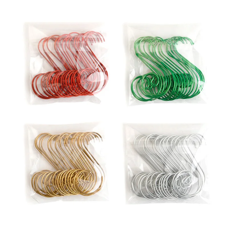 20pcs Metal Hook Christmas Ornaments Hanging Pendants Xmas Tree Decor 2020 Navidad New Year Decoration Party Supplies - купить по