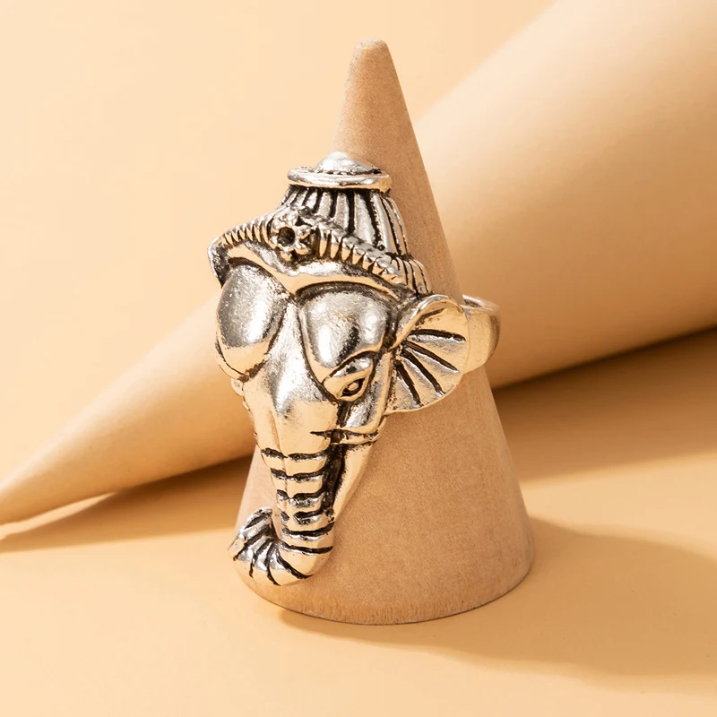 

Tocona New Fashion Elephant Letter Leaf Joint Ring for Women Gold Silver Color Alloy Metal Geometric Party Boho Jewelry Anillo