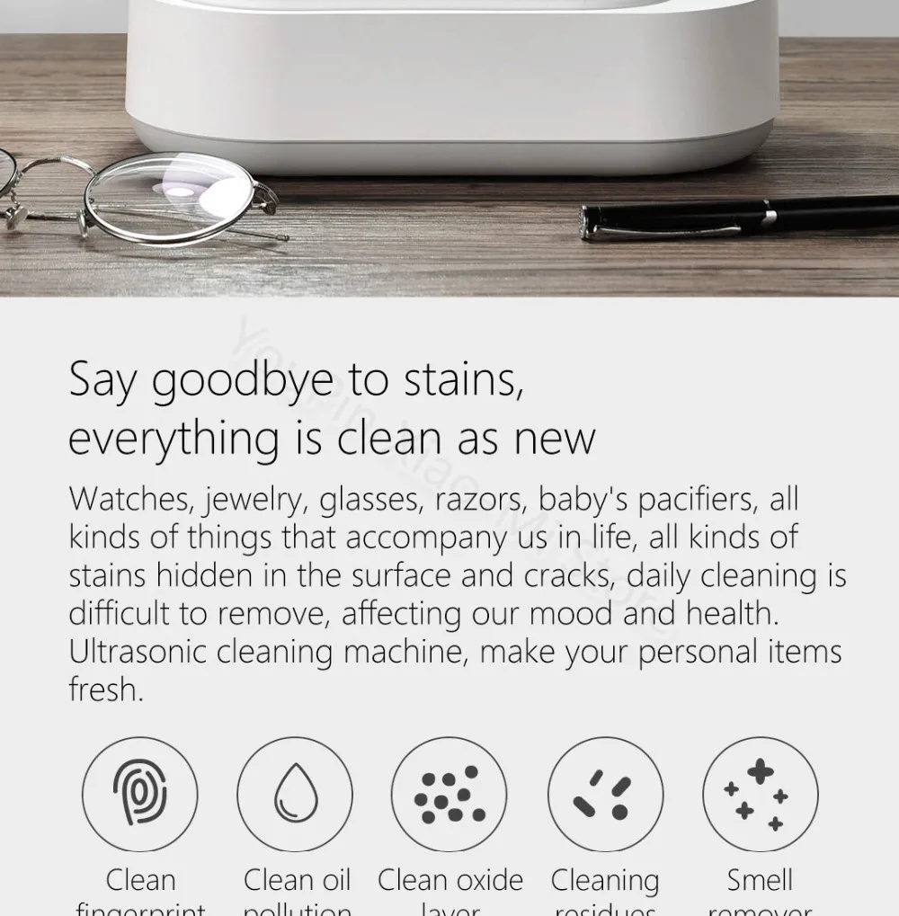 Предпродажа Xiaomi Mijia Youpin EraClean ультразвуковая Чистящая машина 45000 Гц высокая частота вибрации мыть все