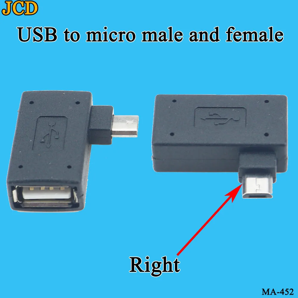 JCD микро адаптер USB 2 0 мама-папа OTG источник питания 2018 порт 90 градусов левый правый
