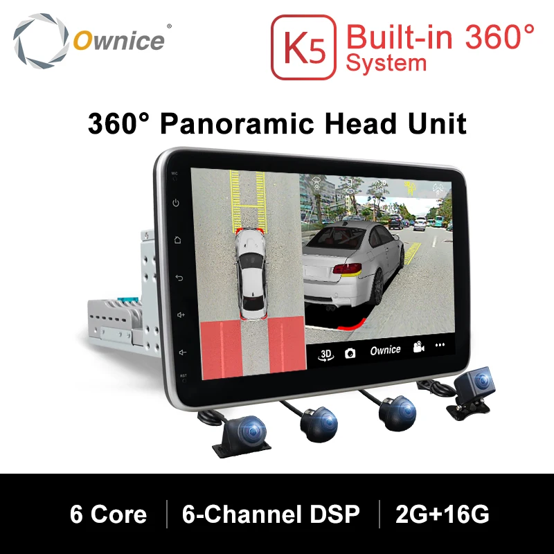 Ownice k5 10 1 &quotВращающийся 1Din 2Din авто радио 360 панорама DSP SPDIF Универсальный