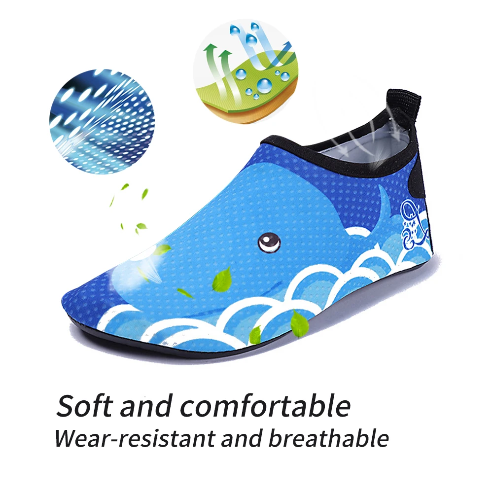 2020 Kids Quick Drying Swim Water Shoes Casual Footwear Barefoot LightWeight Aqua Socks For Beach Pool Cartoon Children Slippers | Спорт и