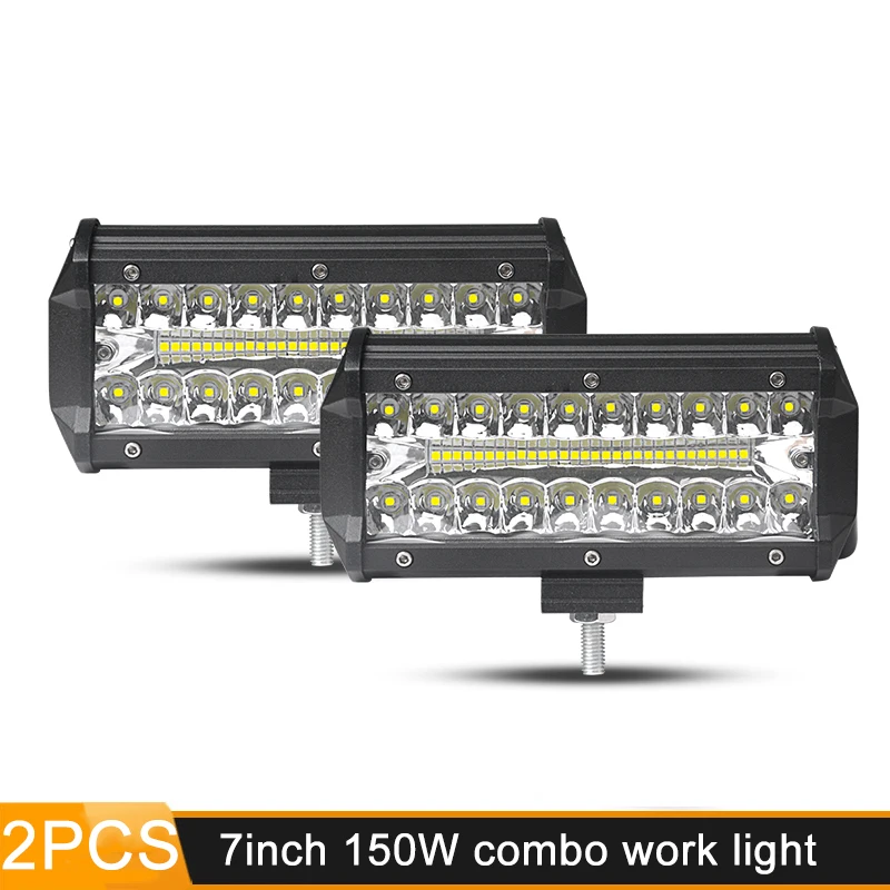 2PCS 150W combo DERI светодиодный рабочий светильник, 7 дюймов, 32 Вт, 36 Вт, 120 Вт, 150 Вт, комбинированный луч, Рабочая лампа, светодиодный светильник для внедорожника, 4x4, 4WD, трактор, противотуманная фара - Цвет: 2PCS 150W combo