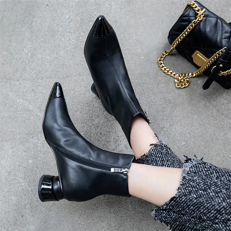 Новинка 2019 года Брендовые женские ботильоны с острым носком сезон осень зима