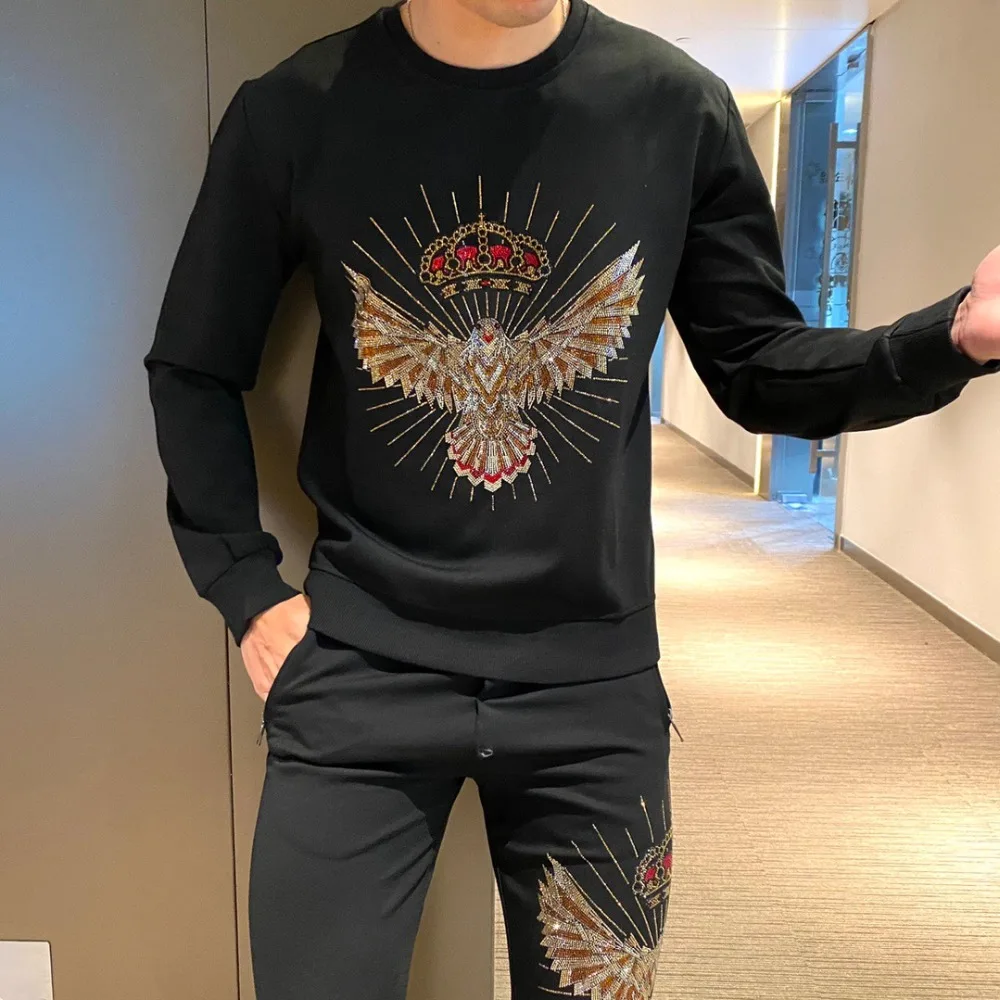 Осень зима класса люкс для мужчин тренировочный костюм в рождественской