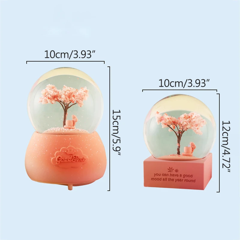 

Creative Four Season Miniature Model Crystal Ball Busic Box Home Decoration Accessories Flower Tree Snow Treetop Resin Glass Figurines Living Room Decor Statue Students Gifts New Year Gift