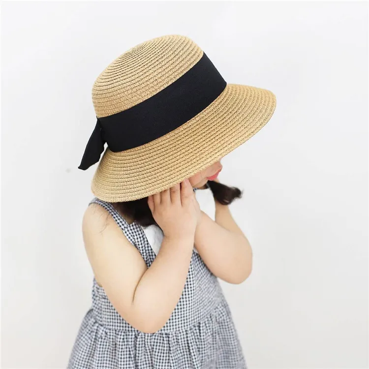 Summer Kids Butterfly Knot Straw Hats Fedora Hat Children Visor Beach Sun Baby Girls Sunhat Wide Brim Floppy Panama For Girl | Аксессуары