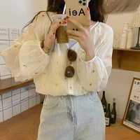 alien kitty summer all match embroidery fruits sunscreen thin femme chic shirts stylish 2021 new loose casual women tops blouses