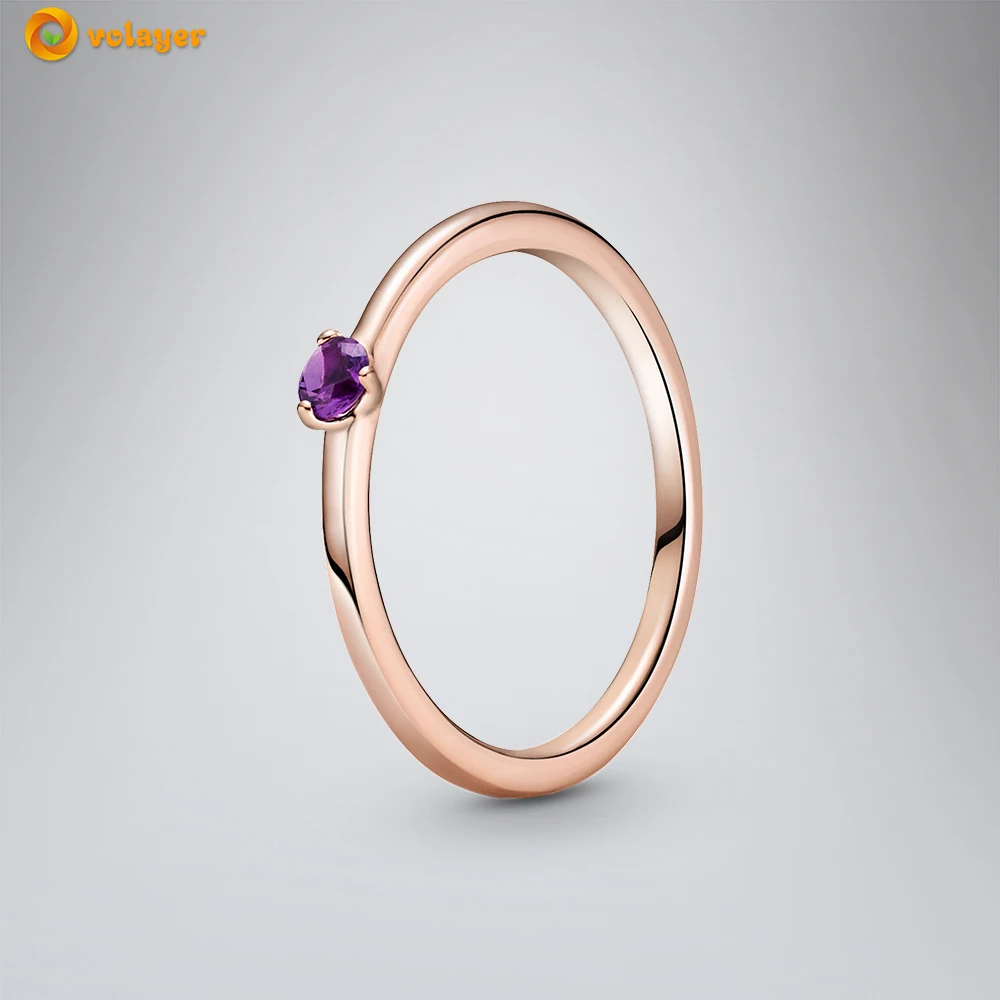 

Volayer 925 Sterling Silver Rings Purple Solitaire Ring Original 925 Women Rings Ngagement Rings Women Jewelry Making Gift