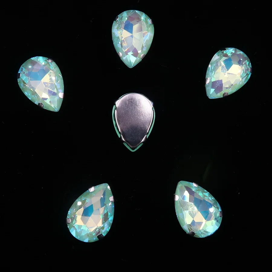 A29 Peridot AB Серебряные когти настройки 7x10 10x14 13x18 мм желе конфеты и AB цвета стекло кристалл капли пришить стразы свадебное платье diy отделка - Цвет: A29 Peridot AB